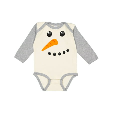 

Inktastic Snowman Face Gift Baby Boy or Baby Girl Long Sleeve Bodysuit