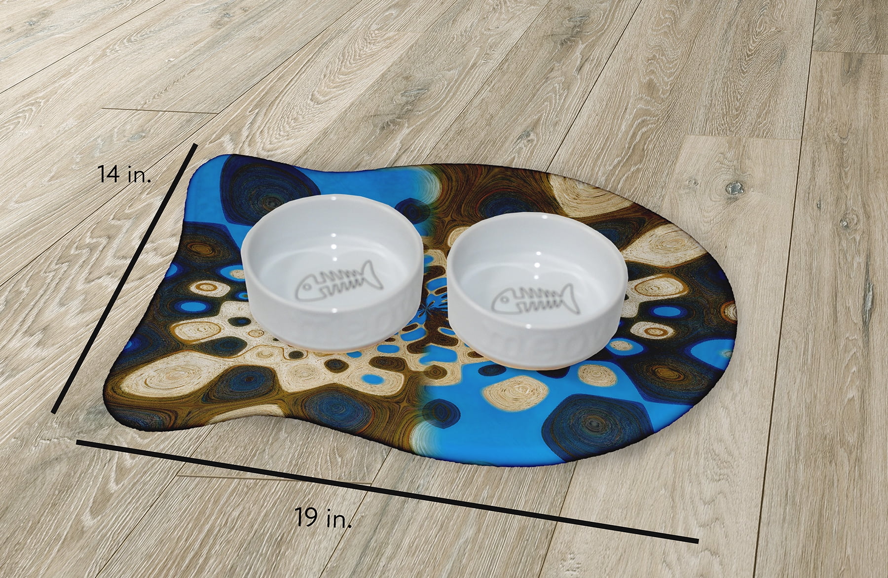 Simply Daisy Retro Reflection Fish Shape Pet Feeding Mat for Cats