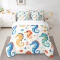 thumbnail image 2 of Erosebridal Cartoon Seahorse Bedding Twin Size, Seashell Bed in a Bag Twin size, Marine Coral Reversible Bed Set, Ultra Soft Bedroom Decorative, 7 Pieces, 2 of 6
