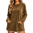 thumbnail image 2 of NominalSnug Women's Velvet Long Sleeve Tunic Top Casual Crew Neck Loose‑Fit Shirt With Front Pockets, 2 of 8
