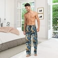thumbnail image 7 of Men's Lightweight Pajama Bottoms Glowing Blue Jay Stretch Elastic Waist Side Pockets Spring Fall, 7 of 7
