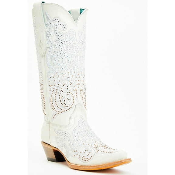 Corral Women's Crystal Embroidered Western Boot Snip Toe White 11 M US
