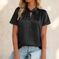 thumbnail image 2 of vigerkar Women's Dressy Business Casual Blouses Short Sleeve Tops Summer Outfits Pleated Work Shirts (Black, XL), 2 of 7