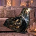 thumbnail image 5 of Black Bears on Mountain Overlook with Waterfall Valley, Serene Wildlife Scene for Bear Lovers, Warm Flannel Blanket for Cabin and Lodge, Father's Day Gift, Rustic Home Decor, 5 of 7