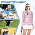 thumbnail image 6 of Garronmavis Women's Golf Long Sleeve Tennis 1/4 Zip Collar Shirt Workout Sports Workout Tops, Pink Golf Balls, Size M, 6 of 7