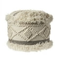 thumbnail image 4 of LR Home Small Over-tufted Geometric Indoor Round Pouf, Cream/Gray, 18" x 18" x 14", 4 of 6