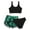 3PC-Green, variant on Girls Swimsuit Bikini Set, 3 Piece Girl Bathing Suits Black Beach Tankini Sets Swimwear with Shorts 10-17 Years