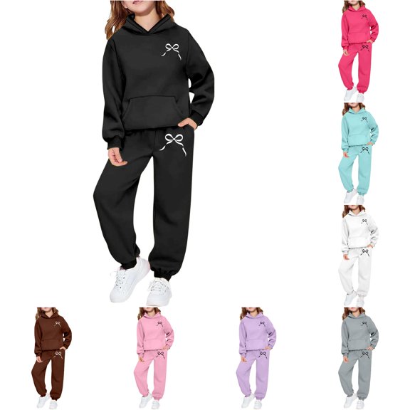 Infant Girls Suit Printed Hooded Casual Hood Fantastic Breathable Daily for Girls Soft Kids Outfit Pants Set