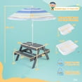 thumbnail image 3 of Gymax 4-in-1 Kids Picnic Table Set w/ 3 Removable Bins & Lids Foldable Umbrella, 3 of 9