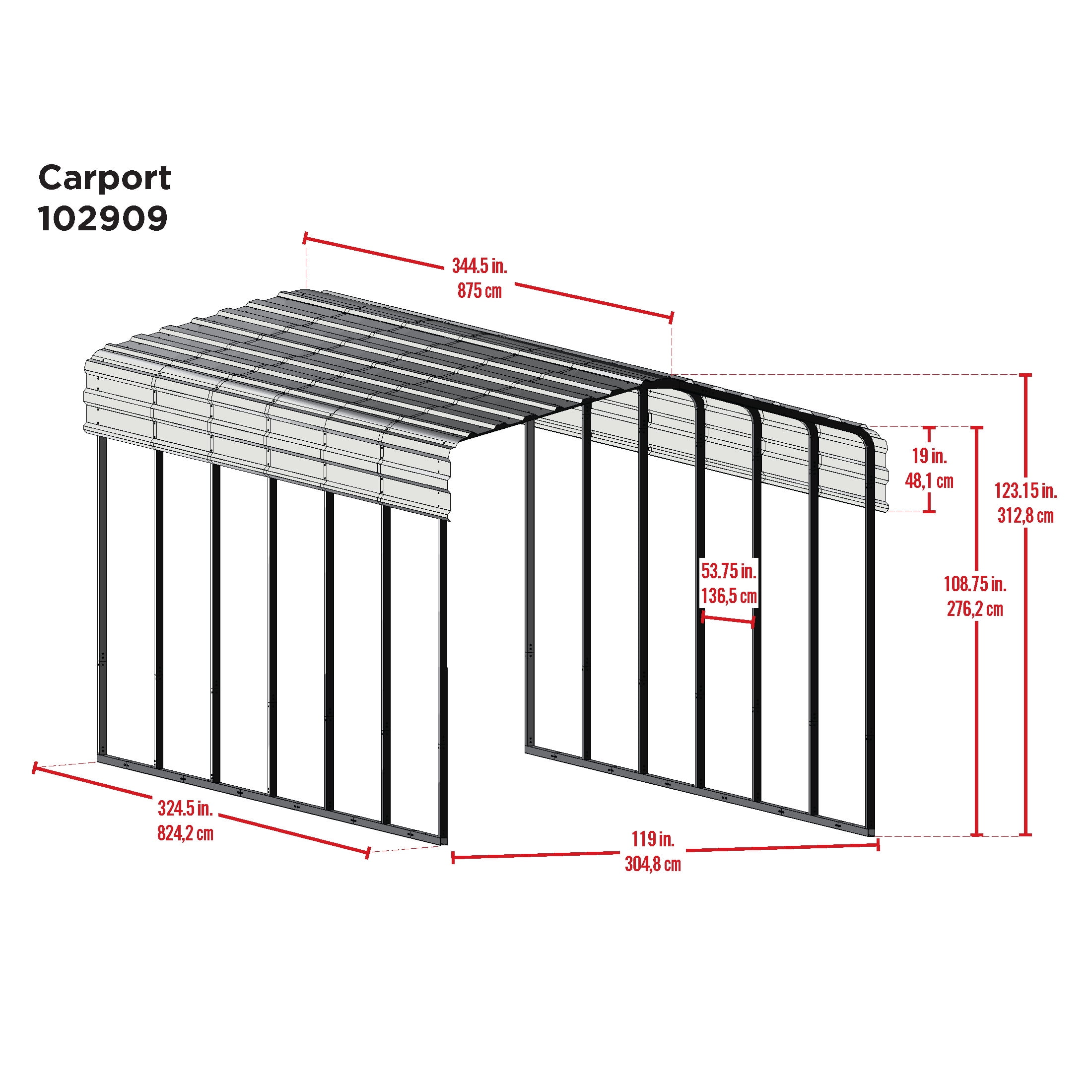Arrow 10 x 29 x 9 ft Eggshell Carport