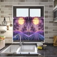 thumbnail image 4 of Yayeee Kitchen Curtains Tier Pair Light Filtering 27"x36" Rod Pocket Short Cafe Window Panel, Night Purple Road, 4 of 7