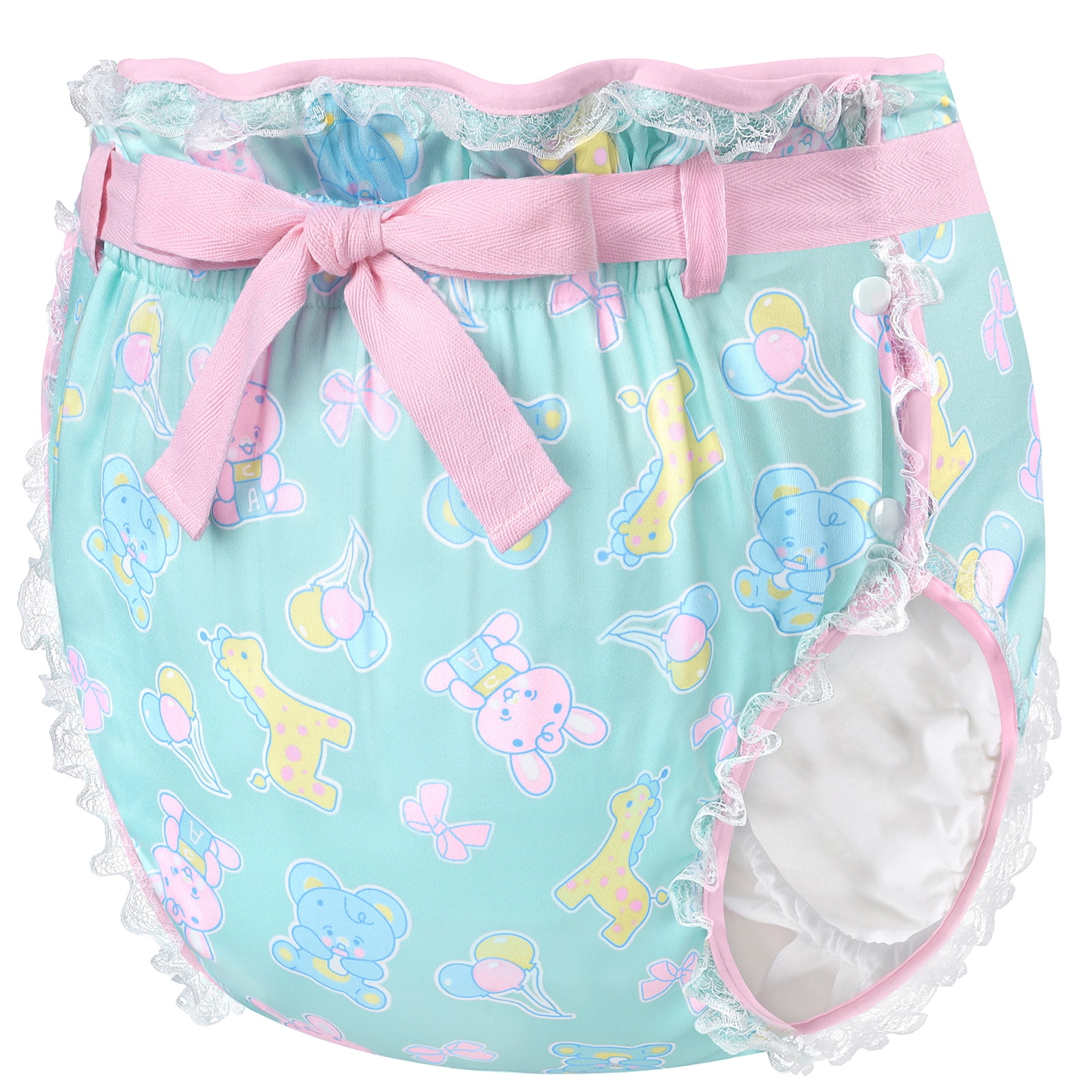 Littleforbig Silky Adult Ribbon Omutsu Diaper Wrap Cover Washable Adjustable Reusable Waterproof - Baby Parade Repeating Pattern XL