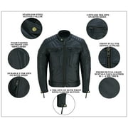 Mens Motorbike Leather Jacket Distress Zip Up Motorcycle Protection Jackets Natural Black-42