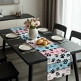 thumbnail image 4 of Dog Paw Cat Paw Table Runner 13x72 Inch Pink Blue Wood Grain Vintage Table Runner Non-Slip Dresser Scarves for Holiday Decorations, Party, Dinner and Gatherings, 1 Pack, 4 of 8