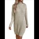 thumbnail image 1 of Vestido Informal de Punto con Cuello Alto y Larga para Mujer, Otoño e Invierno, Color Liso, Estilo Jersey, Falda A la Cadera Albaricoque L, 1 of 9