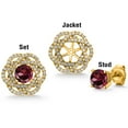 thumbnail image 5 of Gem Stone King 18K Yellow Gold Plated Silver Stud Earrings with Jackets Rhodolite Garnet and Moissanite (2.72 Cttw), 5 of 6