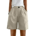 thumbnail image 3 of AGWOLF Summer Shorts for Women 2025 Casual Loose Comfy Cotton Linen Short Elastic Waist Baggy Going Out Lounge Shorts with Pockets, 3 of 8