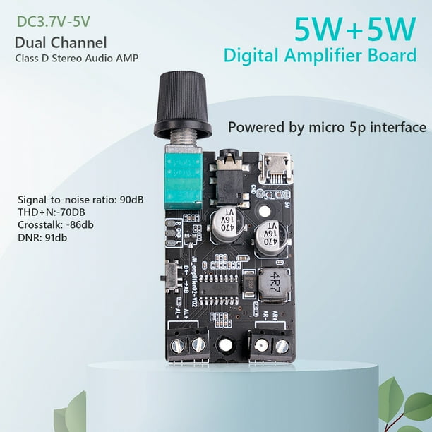 Stereo Power Amplifier Board 5W+5W DC 5V Power Amp Board Class D for Speaker DIY