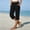 Black#1, variant on Drovellove Women's Linen High Waist Elastic Waist Loose Straight Leg Cropped Pants with Pockets and Side Slit Buttons - Casual Summer Beach Vacation Bottoms