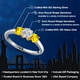 thumbnail image 2 of Gem Stone King 925 Silver and 10K Yellow Gold Lab Grown Diamond and Yellow Sapphire Engagement Ring for Women | 1.22 Cttw | Round 5MM | Gemstone April Birthstone | Size 6, 2 of 6