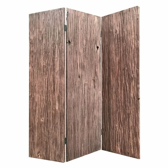 53" x 2" x 71" x 72" Brown, Wood, Woodland - 3 Panel Screen