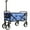 Blue Flower, variant on Collapsible Folding Heavy Duty Utility Wagon with Antislip Swivel Wheels, Lightweight & Portable Utility Grocery Shopping Cart with Adjustable Handle for Sports, Camping, Beach, Garden, Light Blue