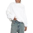 thumbnail image 3 of Women'S Sweater Thick Long Sleeve Knit Pullover High-Low Hem Fashion Autumn and Winter Basic Pullover Top White M, 3 of 8