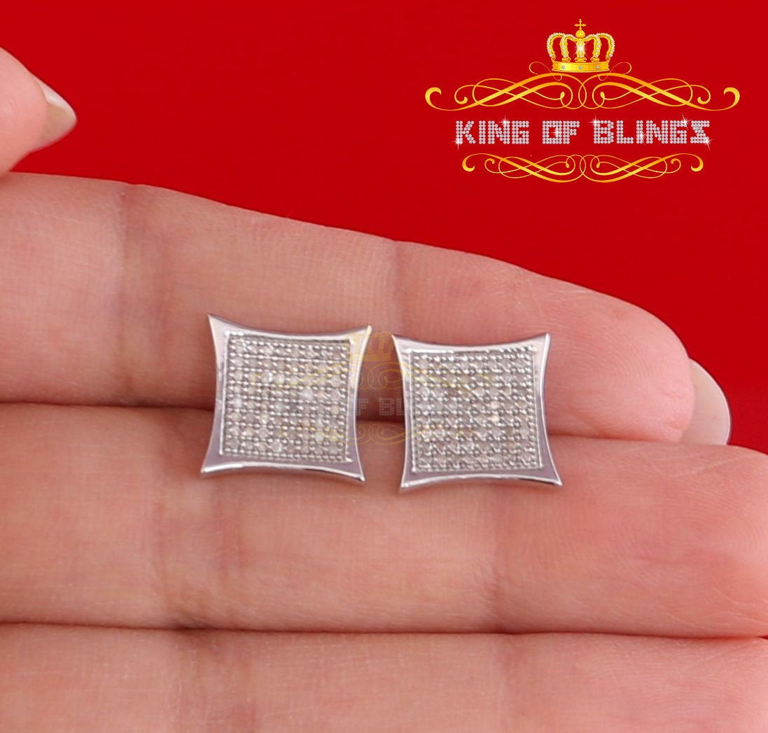 King of Bling's 925 Sterling Silver 0.33ct Diamond Stud For Women's/Men's White Kite Earrings