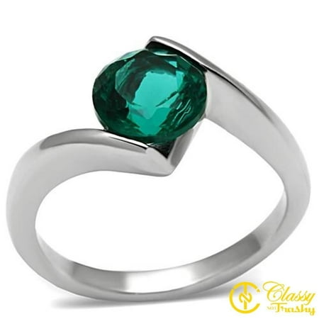 Glass Stone Ring - Classy Not Trashy® Women's 8 mm Stone Sized Stainless Steel Synthetic Glass Ring - Size 5