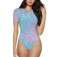 thumbnail image 2 of Goofa Fantasy Gradient Printed Women Rash Guard Short Sleeve,Tummy control Swimsuit Surfing Swimsuit Bathing Suit One Piece Swimsuit UPF 50-Small, 2 of 9