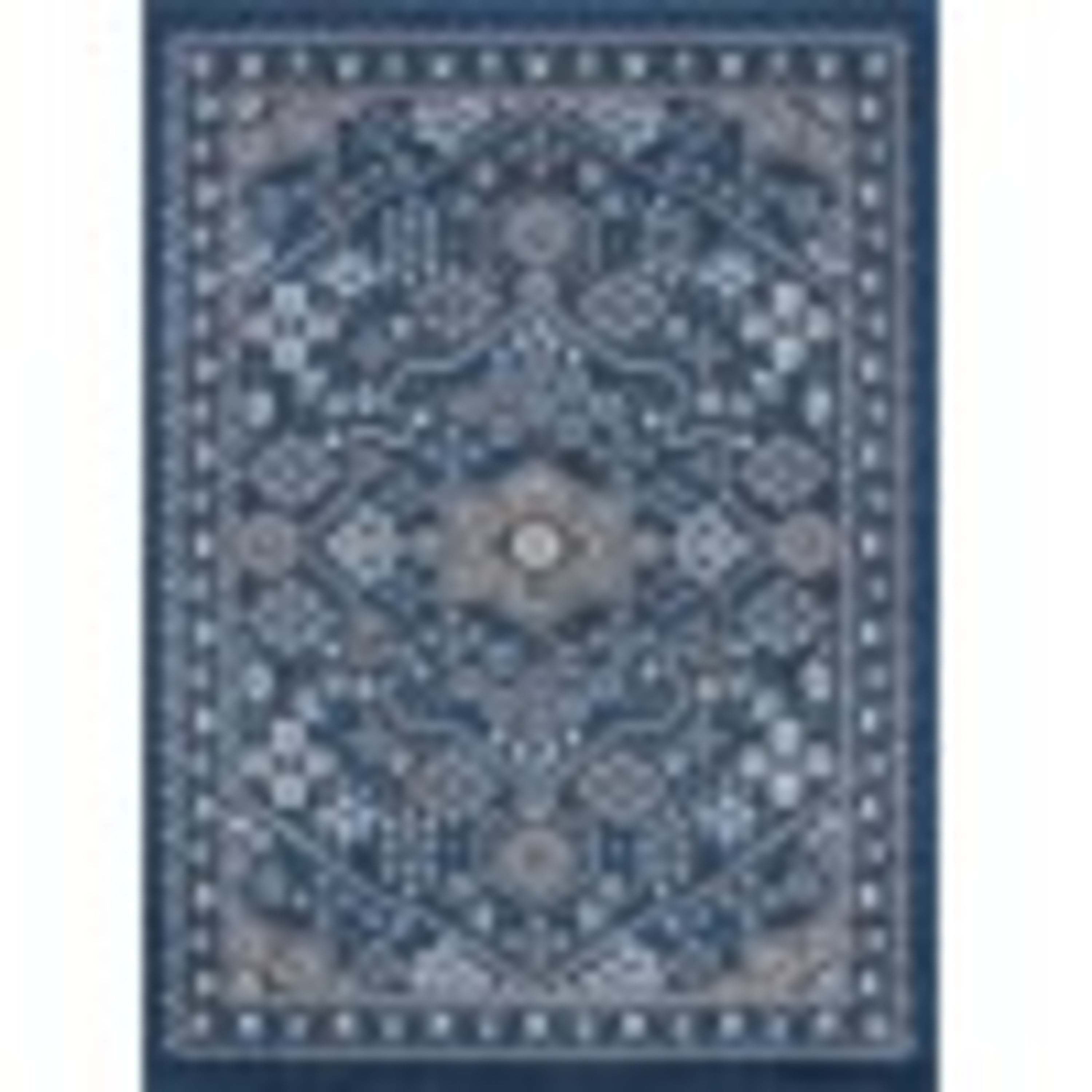 Hampton Traditional 9' x 12.6' Navy and Gray Polypropylene Indoor Area Rug