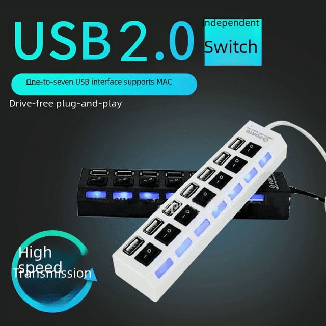 Hub con conmutador independiente Hub USB de 7 puertos Divisor de expansión de 7 bits Hub USB de 7 orificios