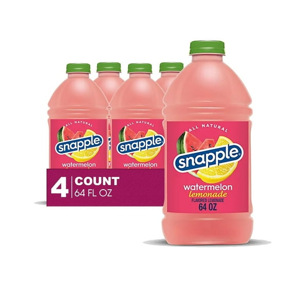 Snapple Watermelon All Natural Fruit Juice Drink,Gluten Free 64 fl oz Plastic Bottles, 4-Pack