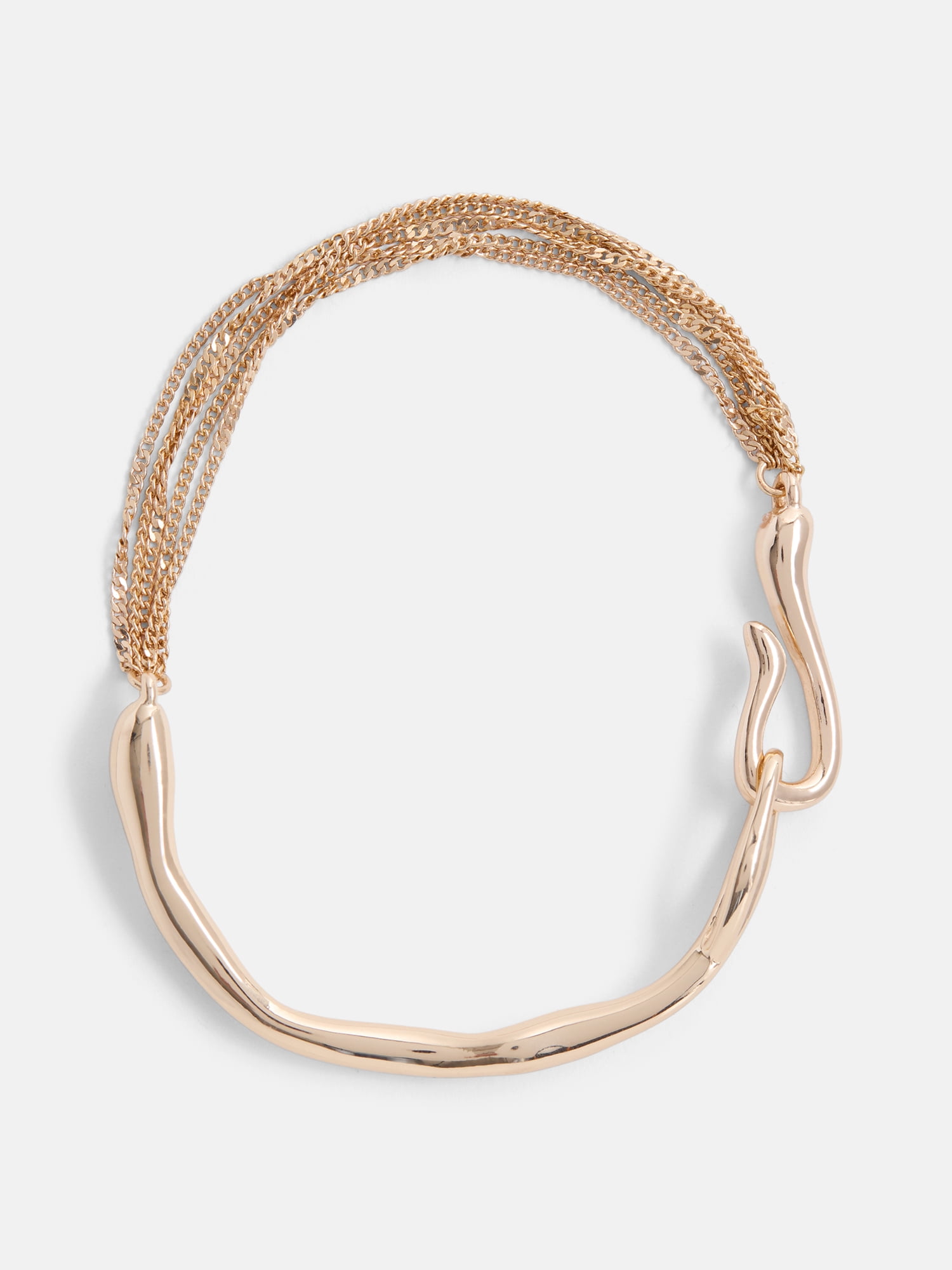 Scenario Women's Gold-Tone Chain Bracelet with Sculpted Bar