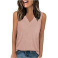 thumbnail image 3 of VBTAPA V Neck Tank Tops for Women Sleeveless T Shirt Solid Casual Summer Tanks Wide Straps Camisole Undershirts Pink L, 3 of 8