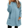 thumbnail image 1 of SNKSDGM Chandails pour Femmes Femmes à Fermeture Éclair Chandail Ras du Cou pour Femmes Couleur Unie Automne et Hiver Chaud Col Rond Manches Longues avec Poche Robe Décontractée Hygiénique Xxxxxl, 1 of 6