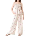 thumbnail image 2 of FSYBOA Girls Outfit Set, Sleeveless Stretch 2Piece Summer Tank Tops and Pant Set Beige Size 14-16T, 2 of 7