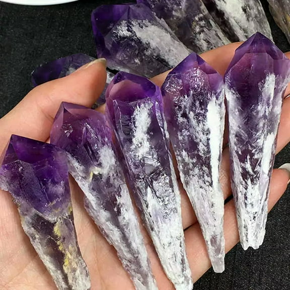 GKNET 5Pcs Natural Amethyst Cluster Quartz Crystal Wand Scepter Mineral Geode Druzy-default