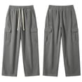 thumbnail image 4 of ZHYou No Boundarie Women's Corduroy Drawstring Wide Leg Pants Textured Loose Fit Casual Cargo Trousers with Multi Pockets,Gray,Size L, 4 of 8