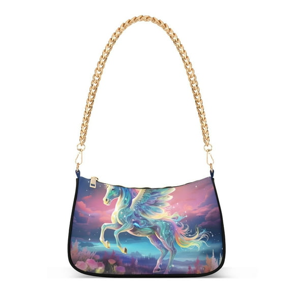 Unicorn and FlowersWomen Small Shoulder Bag Crossbody Tote Hobo Bags Purse Clutch Handbags with Chain Strap for Women