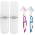 thumbnail image 1 of MOVTOTOP Pearl White Denture Toothbrush 2Sets Ergonomic Handle For Family Members, 1 of 7