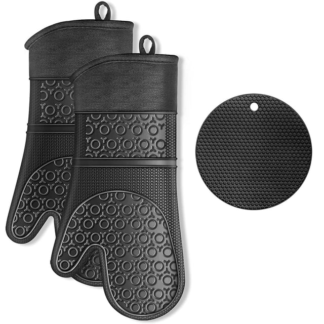 Juego de 4 manoplas para horno, manoplas para horno, antideslizantes, de silicona y resistentes al calor, 300 °C, guantes para horno, manoplas holandesas para horno, guantes de cocina, guantes para
