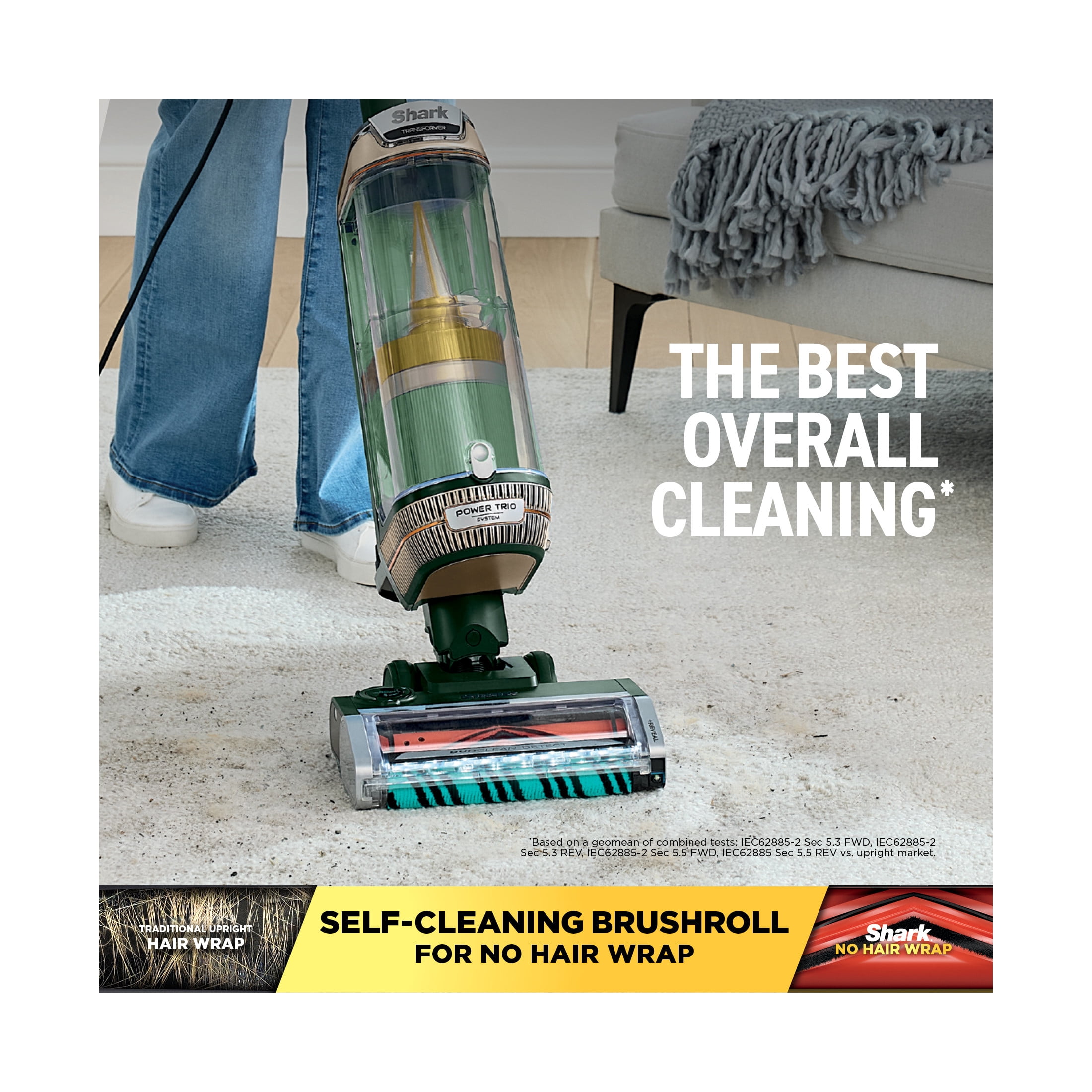 Shark PowerDetect Transformer PowerTrio System Upright Vacuum, Corded Stick Vacuum, Handheld Vacuum, with DuoClean Detect and Reveal, LX5000WM Dark Sage Green