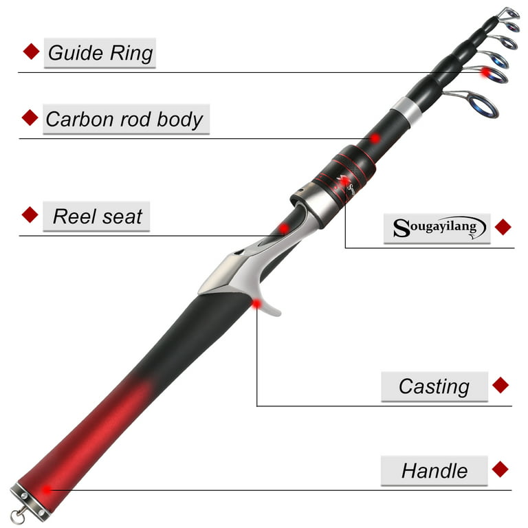 Sougayilang Telescopic Fishing Rod Ultralight Spinning/Casting Carbon Fiber  1.6m Fishing Rods