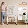thumbnail image 4 of Ktaxon 53 Inch White Standing Metal Bird Cage with Rolling Wheel Stand, Large Vertical Parrot Cage with Storage Shelf & Pull Out Tray for Small Medium Birds, 4 of 8