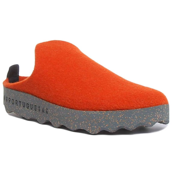 Asportuguesas Come Women's Chunky Rubber Cork Sole Slip On Slippers In Orange Size 6.5/7