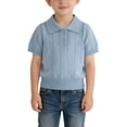 thumbnail image 5 of GiLiling Kids Collared Knit Shirt - Short Sleeve Solid Color Lightweight Sweater Polo Top for Boys Girls Summer Wear (Sky Blue, 8-9 Years), 5 of 6