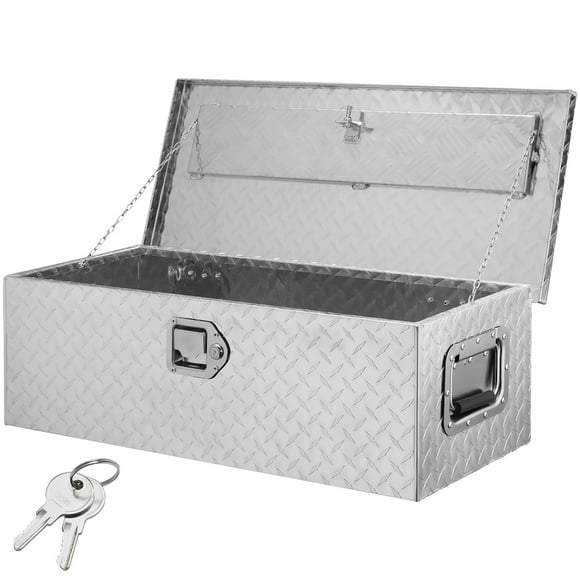 VEVOR Heavy Duty Aluminum Truck Bed Tool Box, Diamond Plate Tool Box with Side Handle and Lock Keys, Storage Tool Box Chest Box Organizer