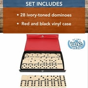 WE Games Classic Double 6 Dominoes Set for Adults with Vinyl Case, Club Size, Ivory