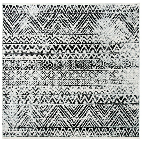 SAFAVIEH Mercer Janey Geometric Area Rug, Ivory/Charcoal, 6'7" x 6'7" Square